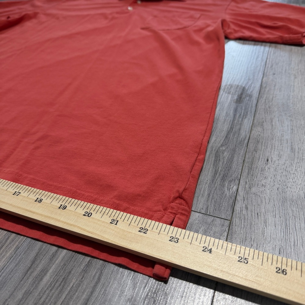 Peter Millar Mens Large Red Pima Cotton Short Sleeve Pocket Polo Golf Shirt - Picture 6 of 10